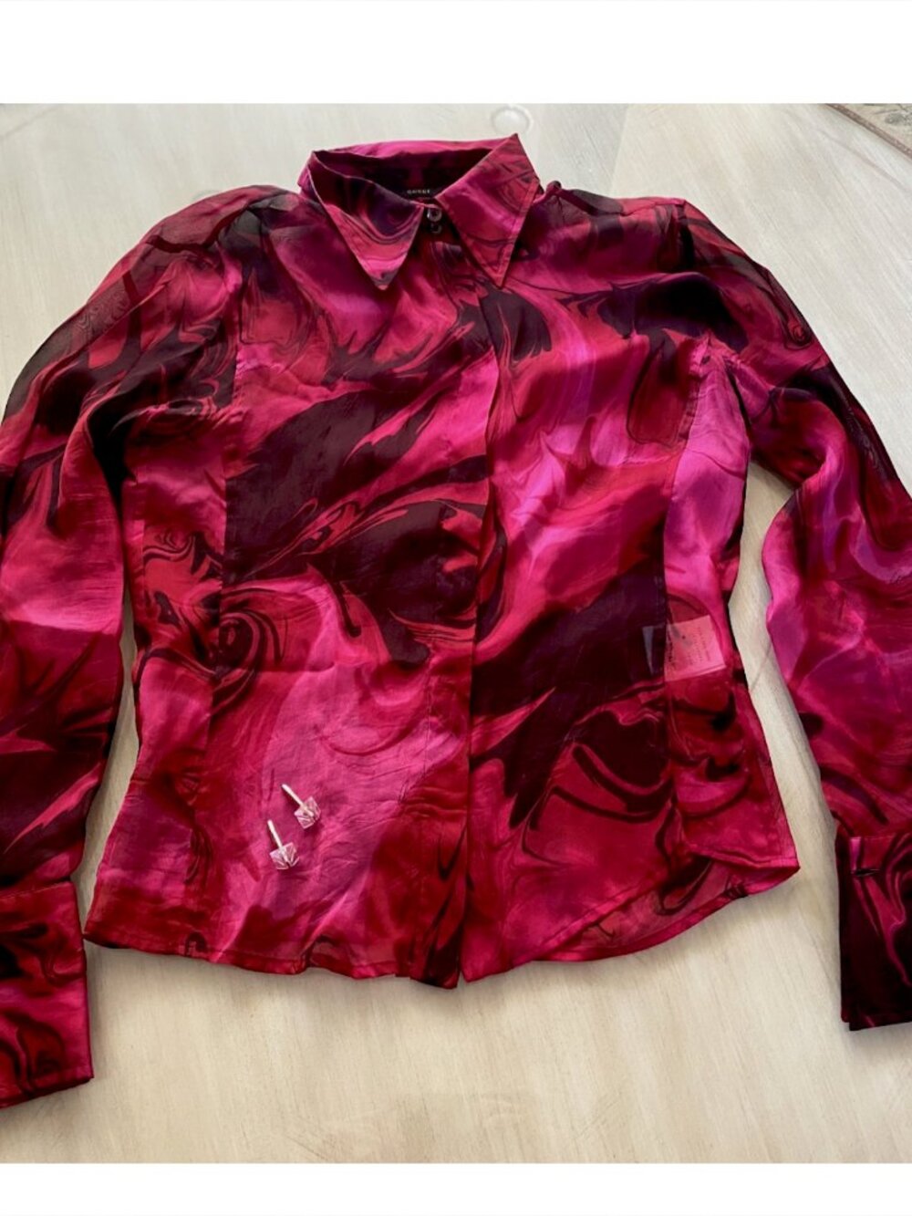 Gucci by Tom Ford 2001 magma liquid lava pink silk shirt (vintage, iconic)